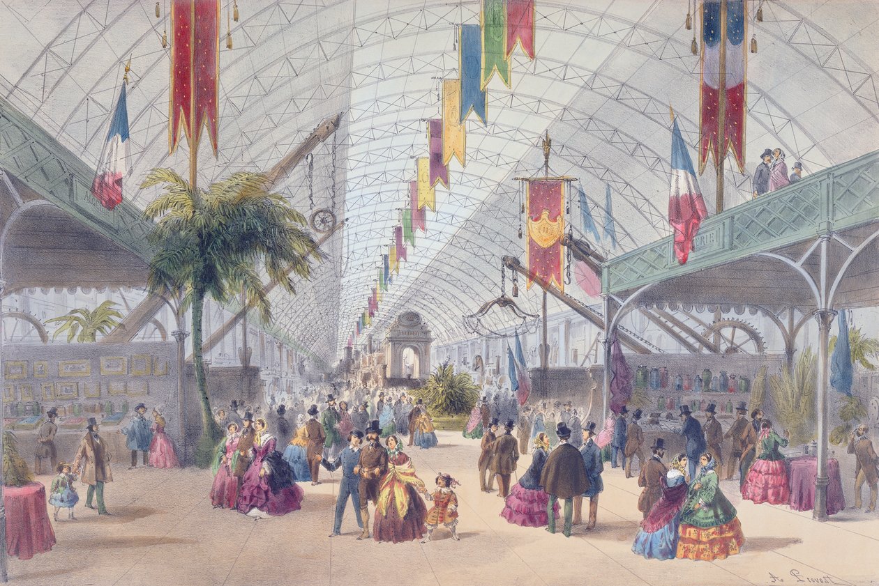 Galerie des Machines的内部视图和1855年巴黎博览会的阿尔及利亚部分 作者 教务长