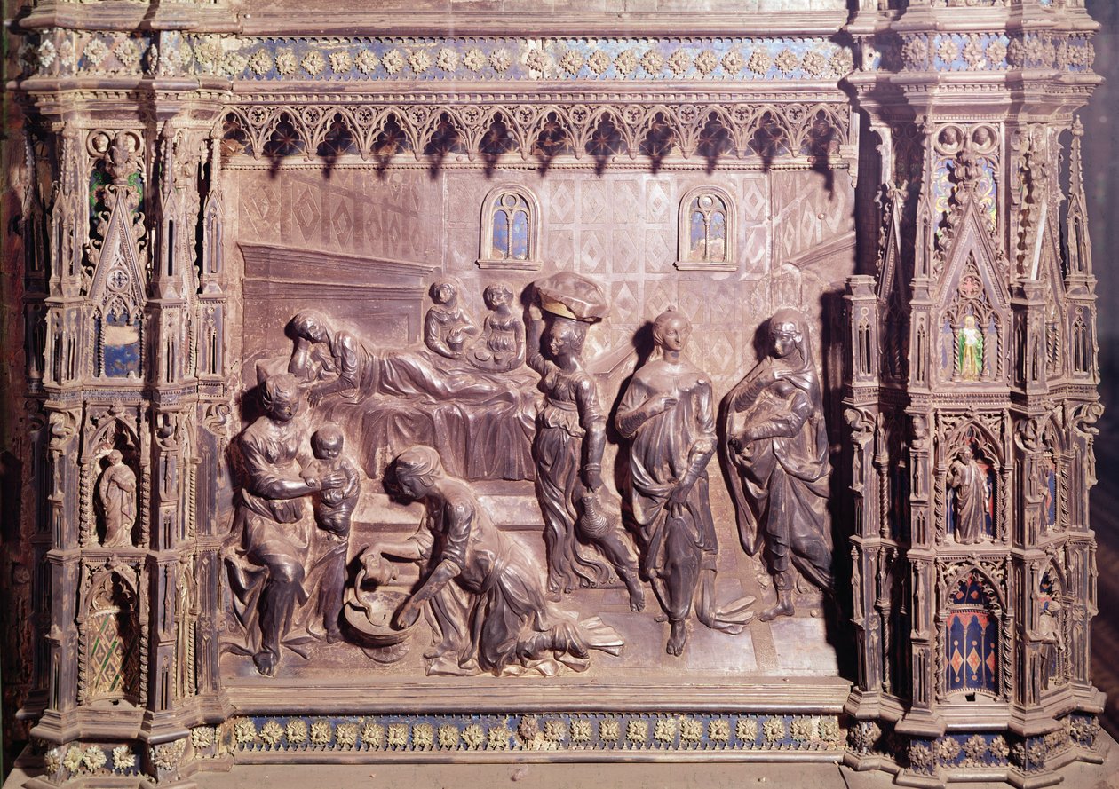 祭坛正面代表施洗者圣约翰（银）的诞生 作者 A. del和Pollaiolo，A。del Verrocchio
