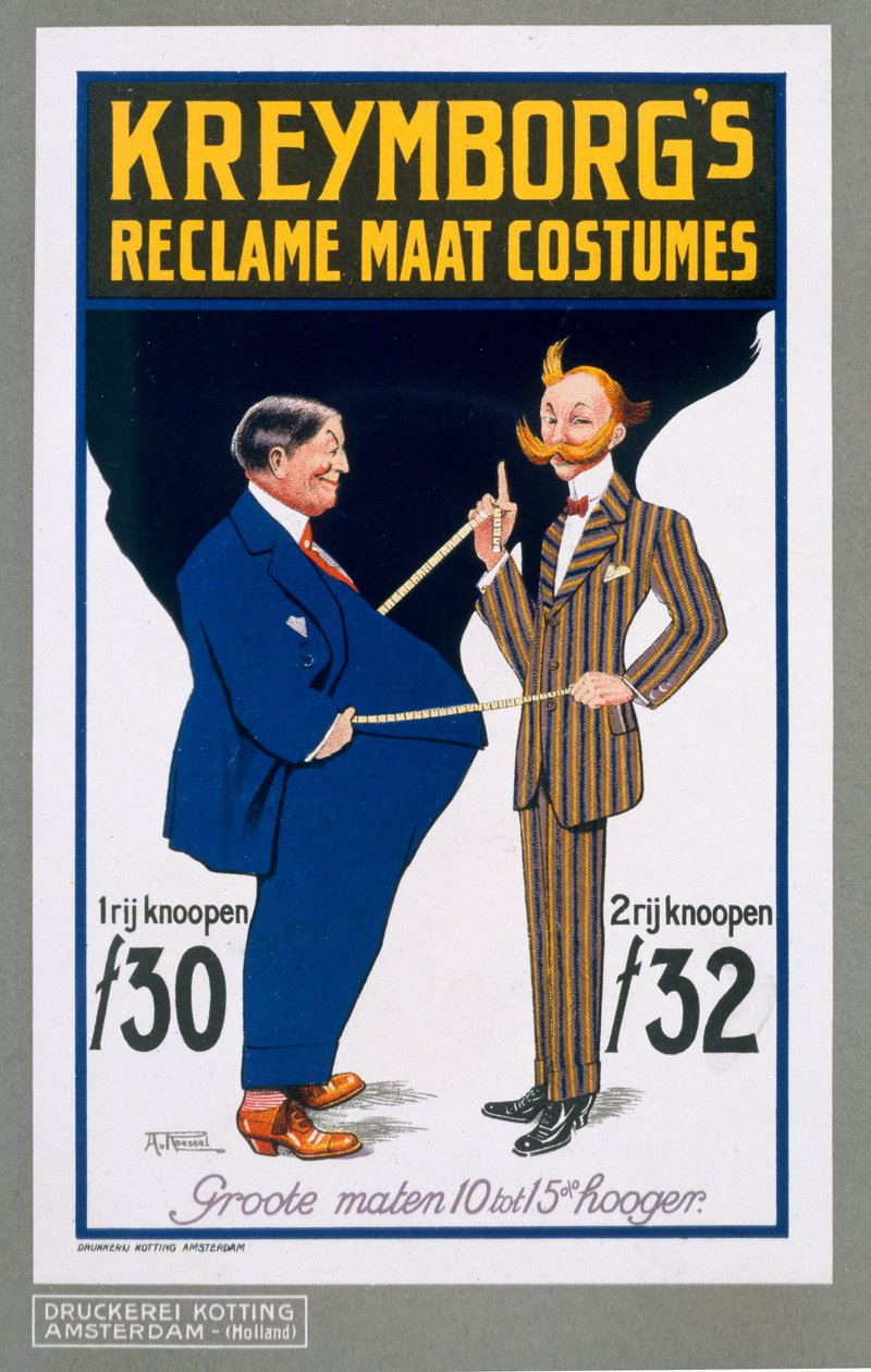 Reclame Maat Costumes，海报广告Kreymborgs荷兰裁缝，1914年 作者 冯·罗塞尔