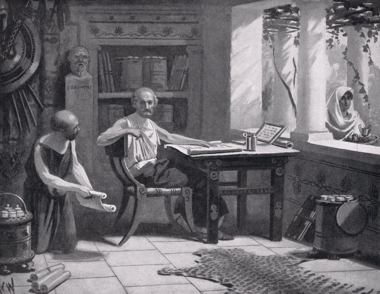 色诺芬决定他的历史，插图来自&39;哈钦森的国家历史&39;，1915年 作者 AC Weatherstone
