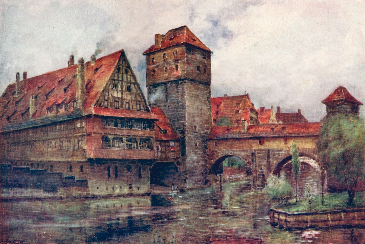 Henkersteg和Wasserturm，纽伦堡，德国，约1905年 作者 AG贝尔