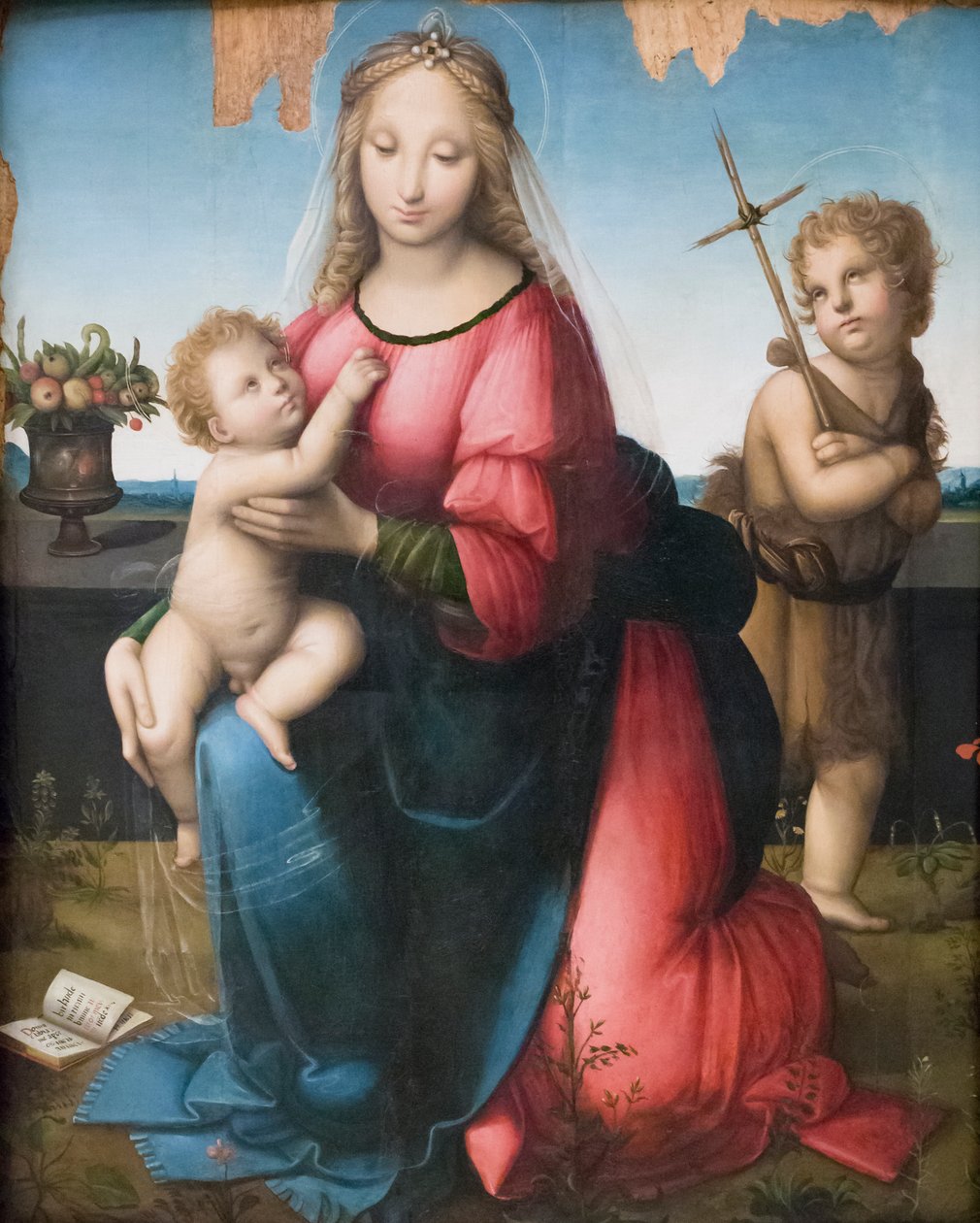圣母子与小圣约翰》，Andrea Piccinelli，又名 il Brescianino（木板油画） 作者 A. (1485 c.1525) 皮奇内利