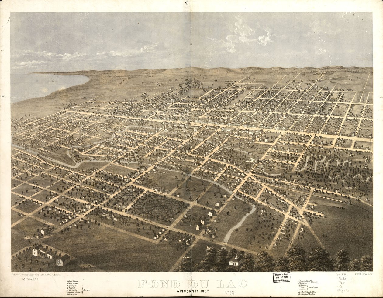 威斯康星州丰杜拉克，1867 年。LOC 73694539 作者 一个;芝加哥平版印刷公司鲁格