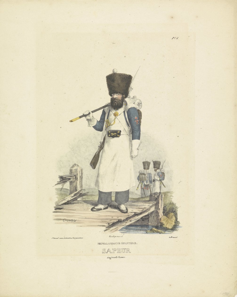 1820-1825 年，身着盛装的军士
荷兰步兵。身着盛装的军士（物品上有标题）
荷兰王国的军装。献给比兰特的威廉阁下（文物上的系列名称） 作者 库尔图瓦