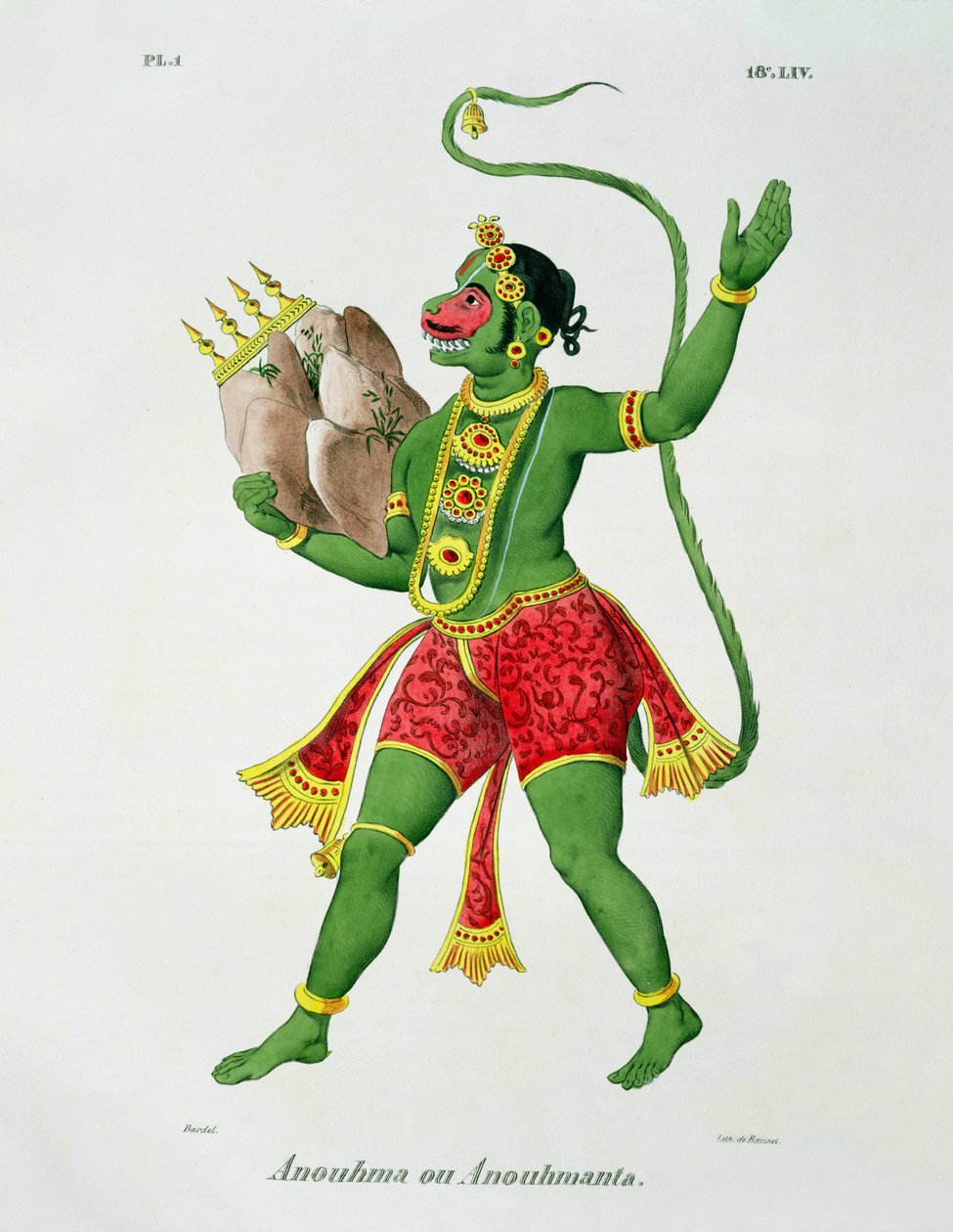 Hanuman，由de Racinet雕刻 作者 A.少