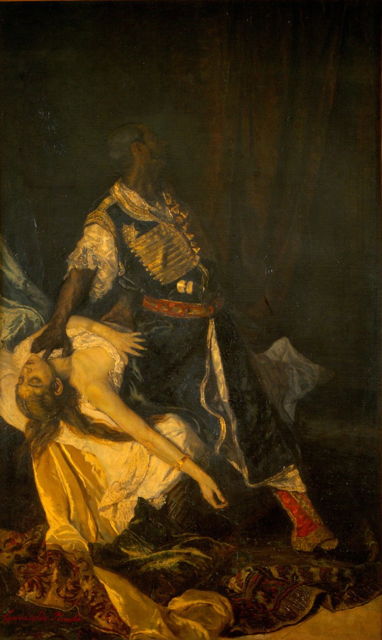 奥赛罗（Othello）杀死戴斯狄蒙娜（Destondamon），1879 作者 冈萨雷斯·皮内达