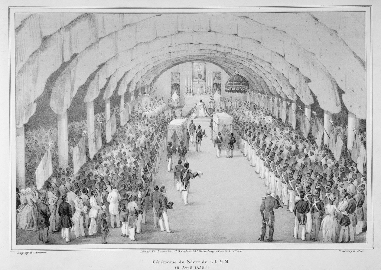 1852年4月18日，海地皇帝Faustin Soulouque将军（1785-1867）加冕，由Severyn刻的“Album Imperiale d&39;Haiti”专辑，于1852年出版纽约 作者 哈特曼