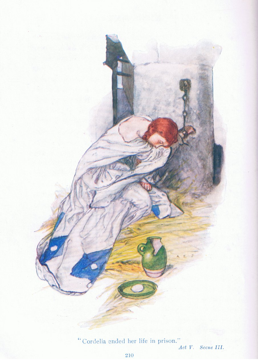 Cordelia ended her life in prison (King Lear), from Tales from Shakespeare pub. by Ward Lock & Co Ltd 作者 杰克逊