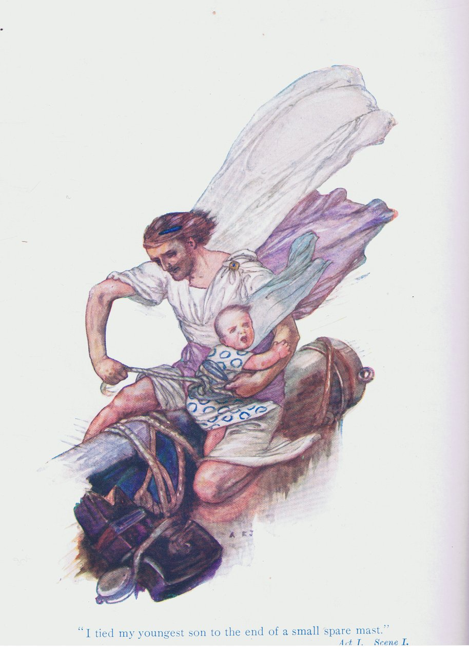 I tied my youngest son to the end of a small spare mast (The Comedy of Errors), from Tales from Shakespeare pub. by Ward Lock & Co Ltd 作者 杰克逊