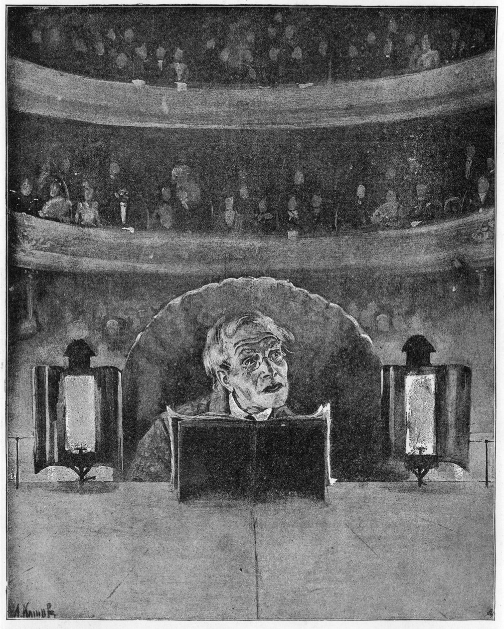 演员如何看待他的观众和提示者，c.1890 作者 卡玛克