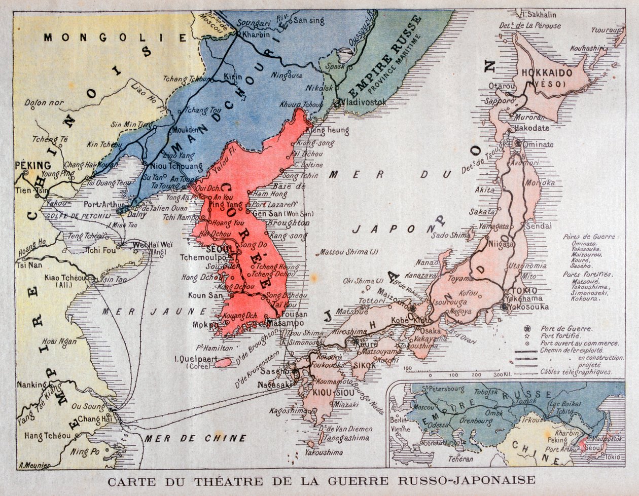 日俄战争战区地图，1904年 作者 莫尼耶