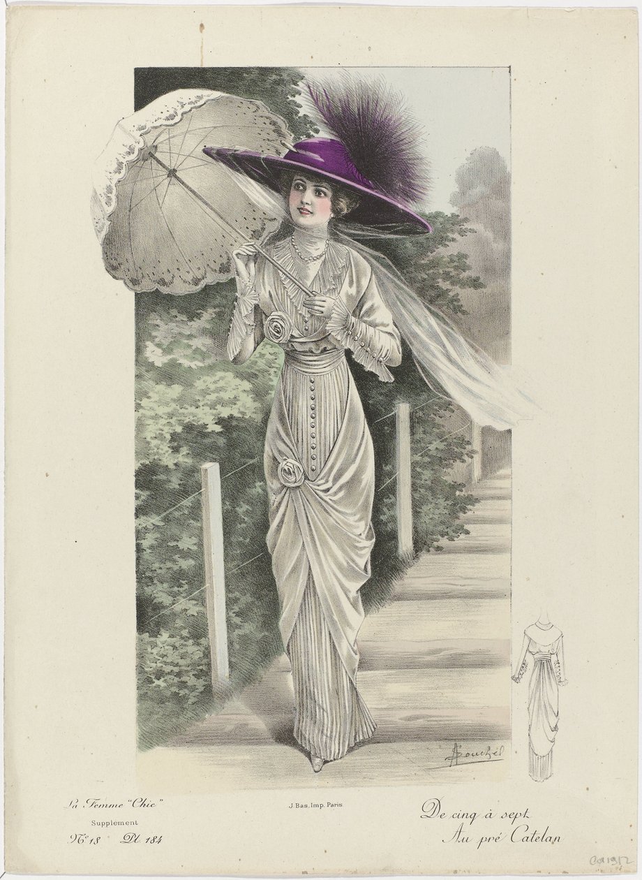 La Femme chic》，副刊，约 1912 年，第 18 期，第 184 插图：De cinq aà sept (...) 作者 A.苏切尔