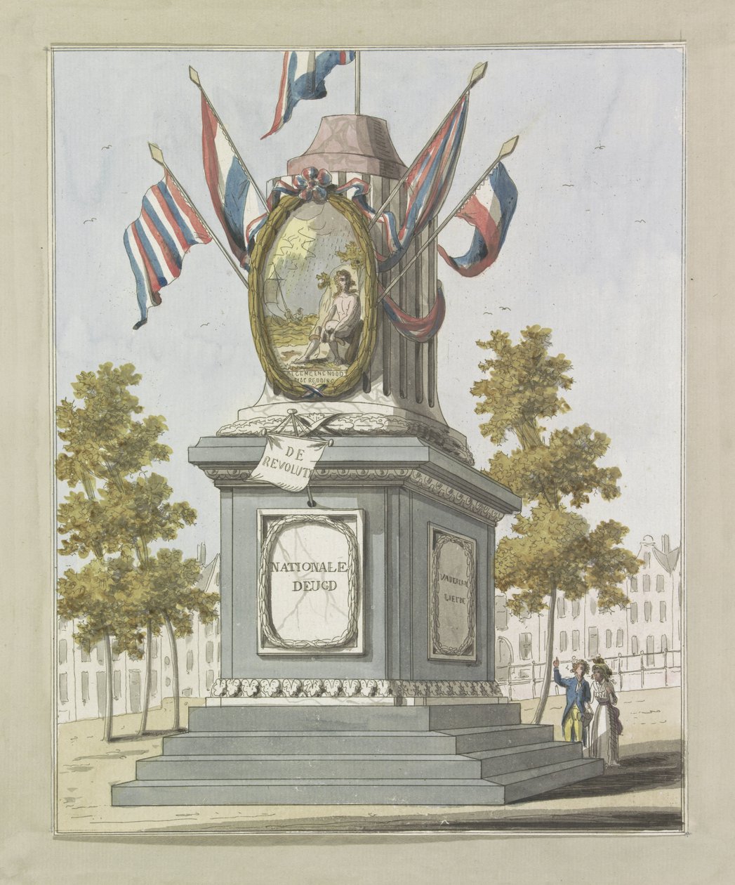 革命，Koningsplein 上的装饰，1795 年
1795 年阿姆斯特丹联盟党装饰的十幅图版（系列标题） 作者 A.沃克