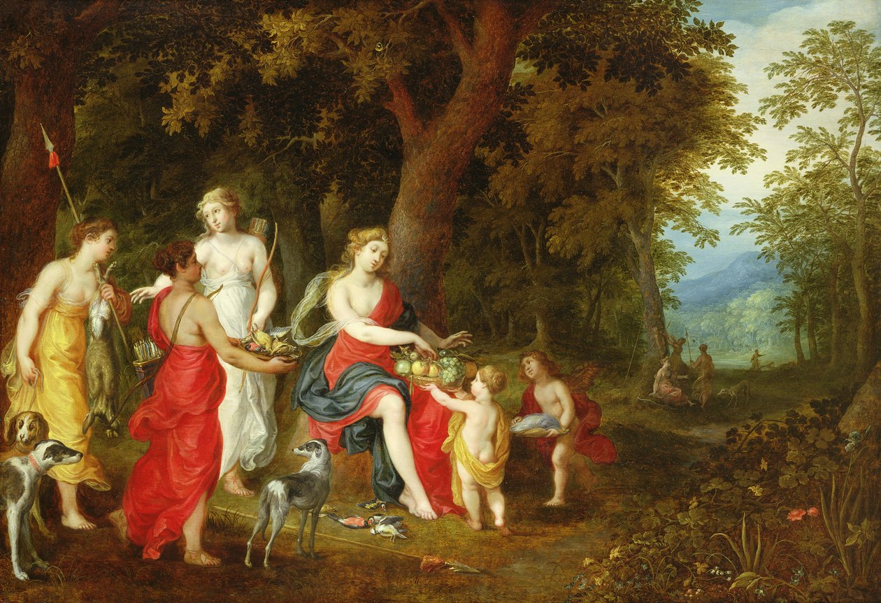 黛安娜和她的少女，追捕后，1626年 作者 A. and Balen，H. van Govaerts