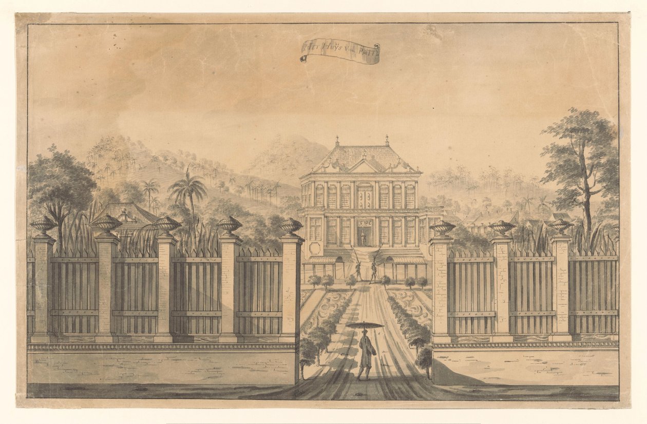 Bonjon 庄园或 Vredestein 景观 Het Huijs von Patty（物体上的标题） 作者 A. de Nelly（可能）