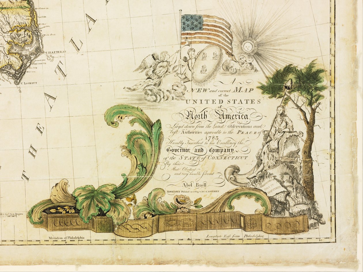 美国的第一张国家地图，1784年 作者 亚伯比尔