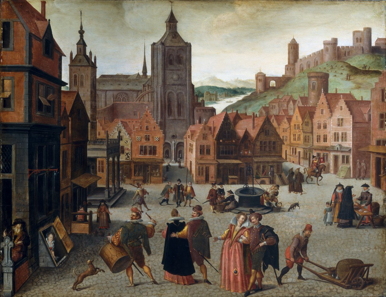 Bergen op Zoom 的集市 作者 亚伯·格里玛特