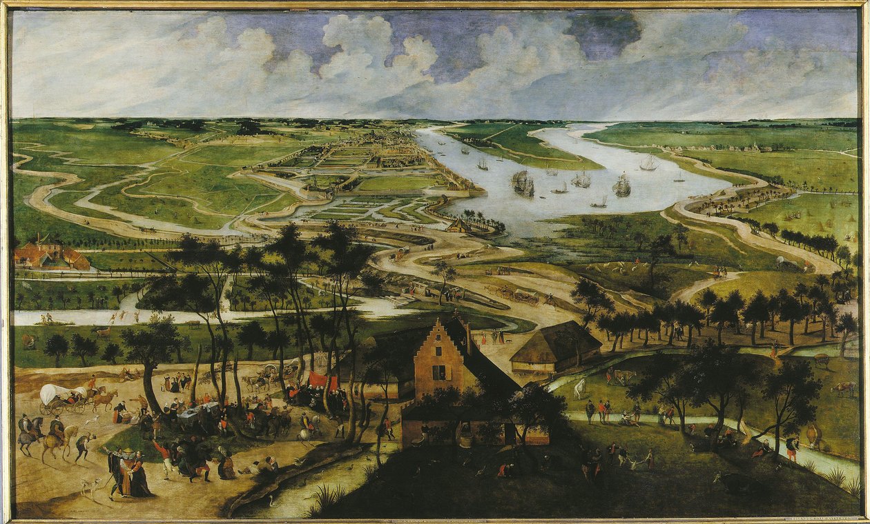 安特卫普港湾的景色，1604年。 作者 亚伯·格里默