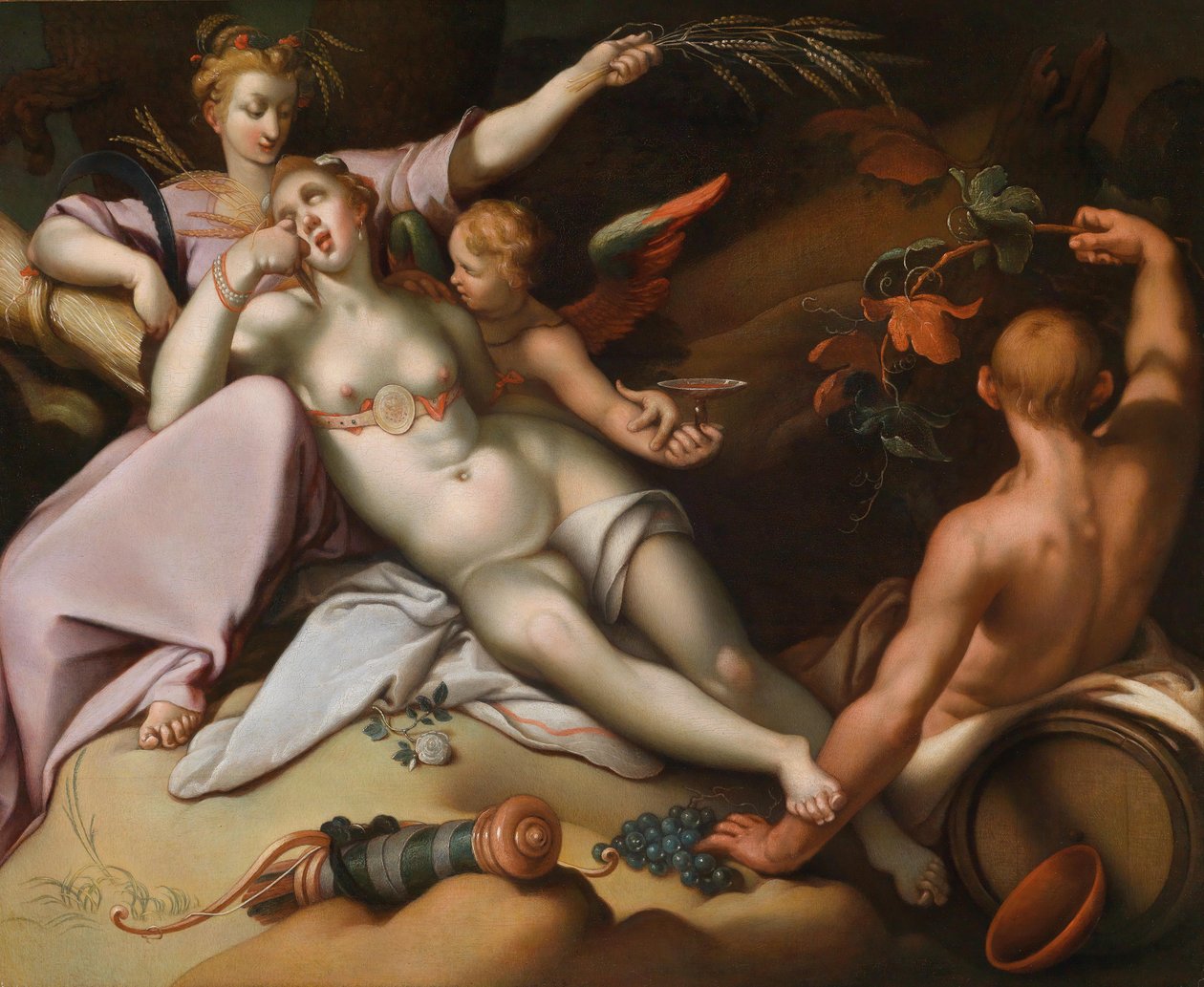 没有酒，酒神，金星和Cenere 作者 亚伯拉罕·布洛玛特（Abraham Bloemaert）