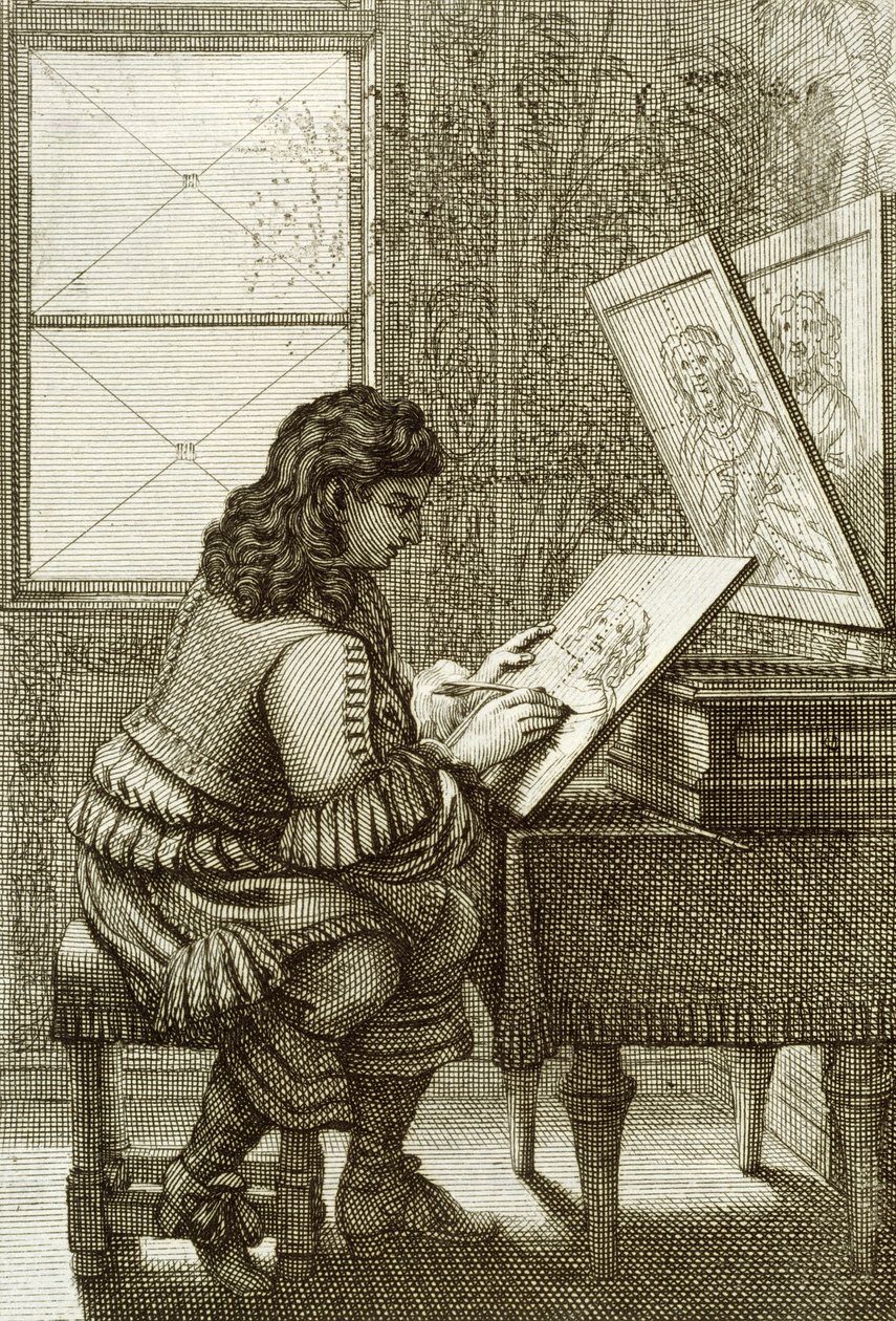 一位艺术家复制到雕刻板上，印有1737年 作者 亚伯拉罕·博斯（Abraham Bosse）
