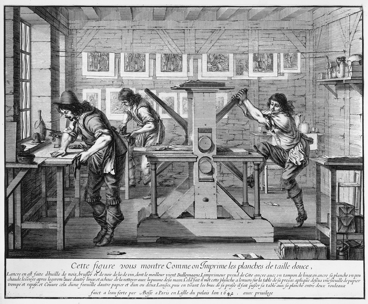 法国印刷机，1642年 作者 亚伯拉罕·博斯（Abraham Bosse）