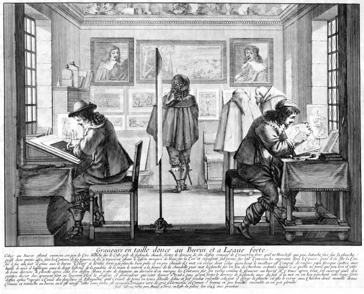雕刻师与画廊合作，1643年 作者 亚伯拉罕·博斯（Abraham Bosse）