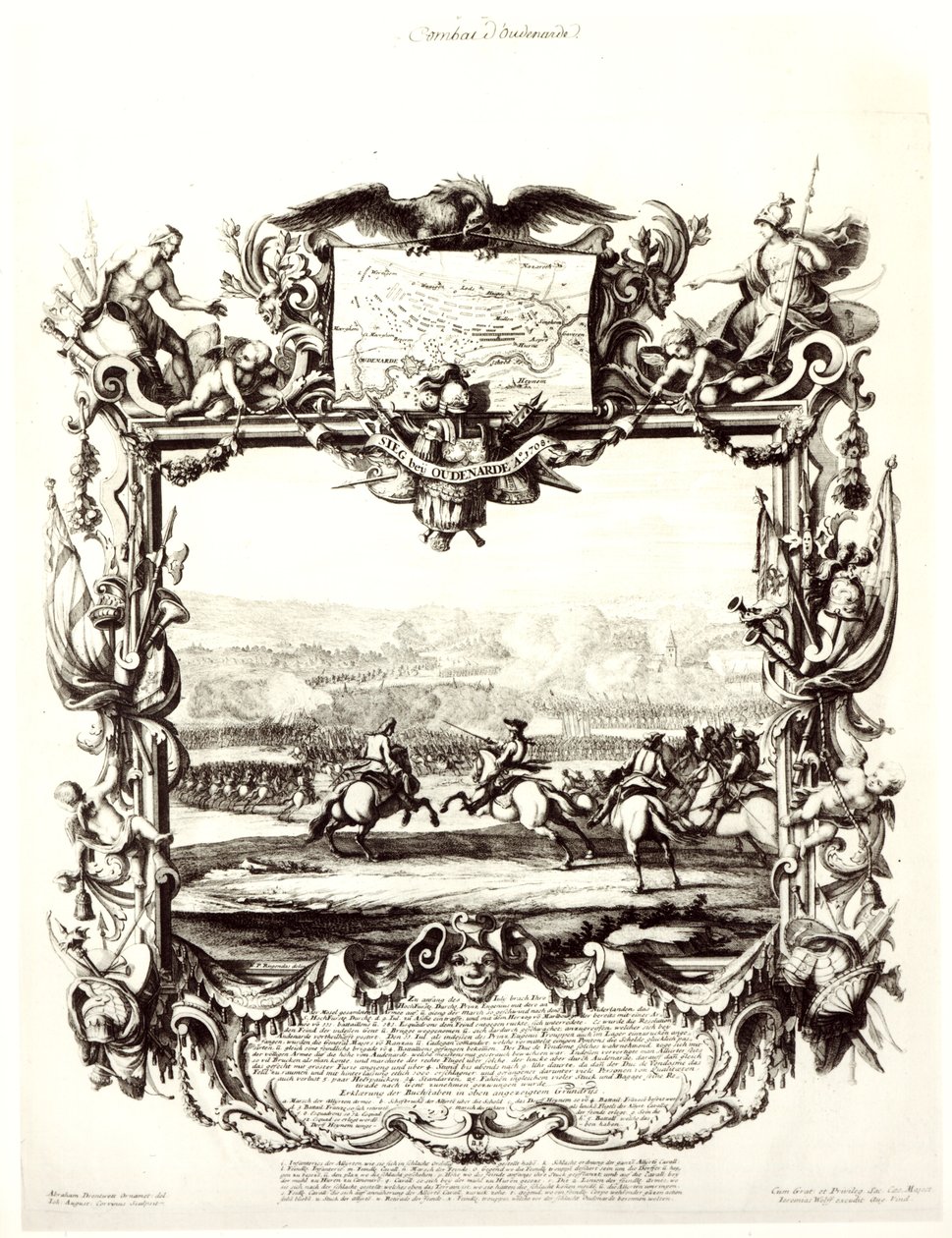 1708年7月11日，奥德纳尔德战役，由Jeremias Wolff和Johann August Corvinus（1683-1738）刻。 作者 亚伯拉罕·德伦特维特