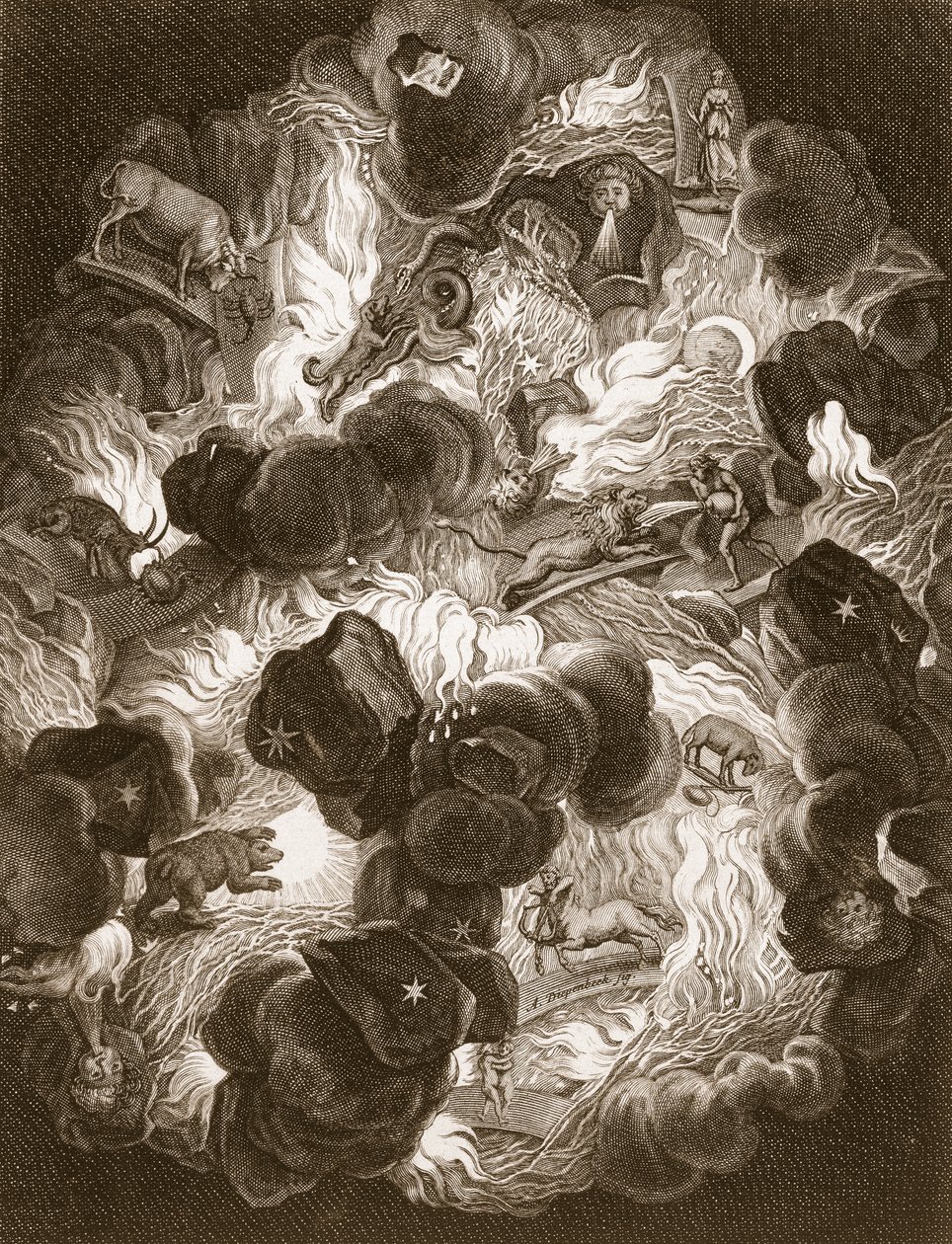 混乱，由Bernard Picart（1673-1733）雕刻，1731年 作者 亚伯拉罕·范·迪彭贝克