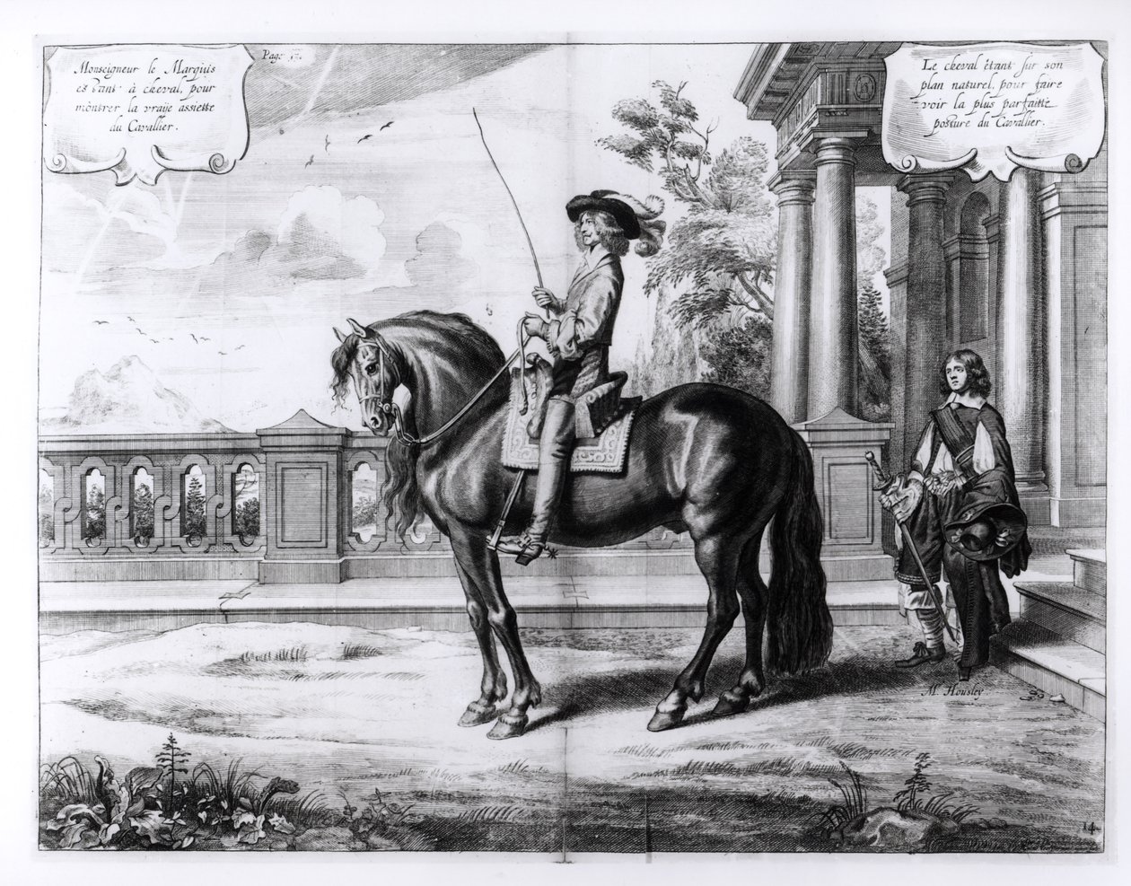 骑乘手册中的插图，由Peeter Clouwet（1629-70）雕刻，1658年 作者 亚伯拉罕·詹斯（Abraham Jansz）。范·迪彭贝克