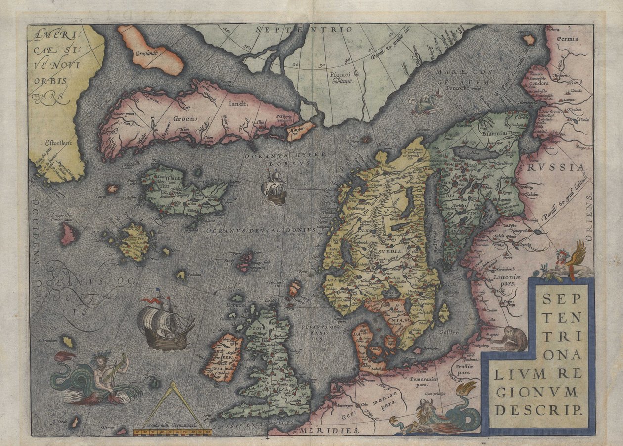 亚伯拉罕奥特利乌斯在1570年的冰岛地图 作者 亚伯拉罕·奥特里乌斯（Abraham Ortelius）