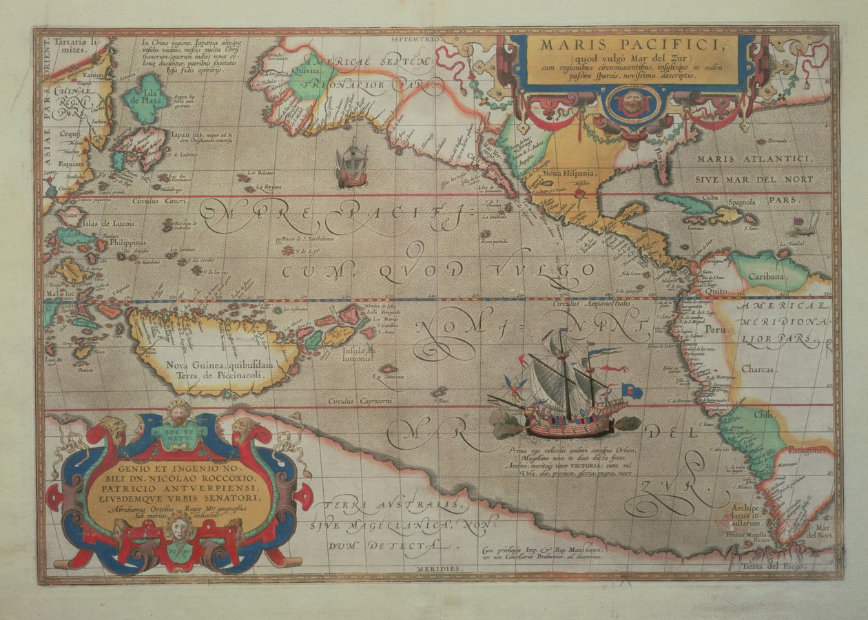 中国和美国太平洋地图，1589年由Abrahamus Ortelius（l527-98）（详见84597） 作者 亚伯拉罕·奥特里乌斯（Abraham Ortelius）