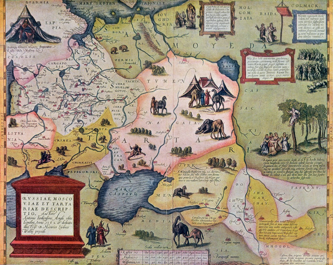 十六世纪俄罗斯帝国的地图，1571年的原始副本 作者 亚伯拉罕·奥特里乌斯（Abraham Ortelius）