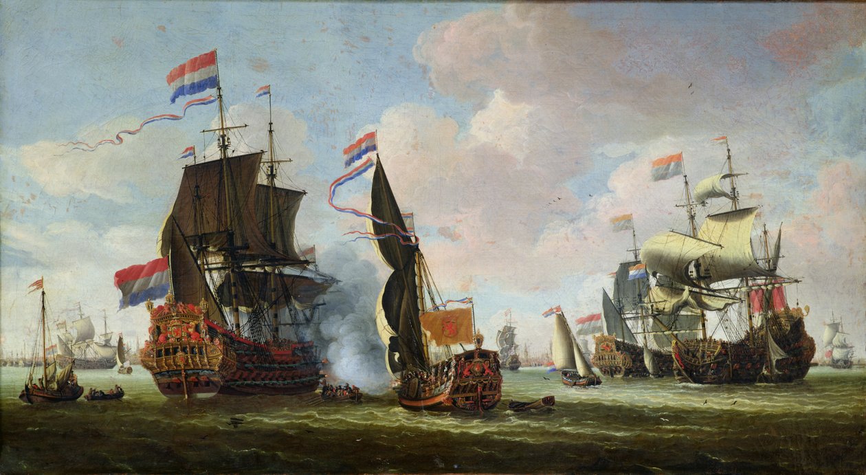 米歇尔Adriaanszoon de Ruyter（1607-76）抵达阿姆斯特丹 作者 亚伯拉罕·斯托克