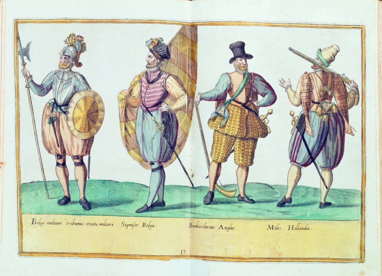 十六世纪的服装来自&39;Omnium Poene Gentium Imagines&39;，于1577年在科隆出版（手工彩色雕刻） 作者 亚伯拉罕·德·布鲁因