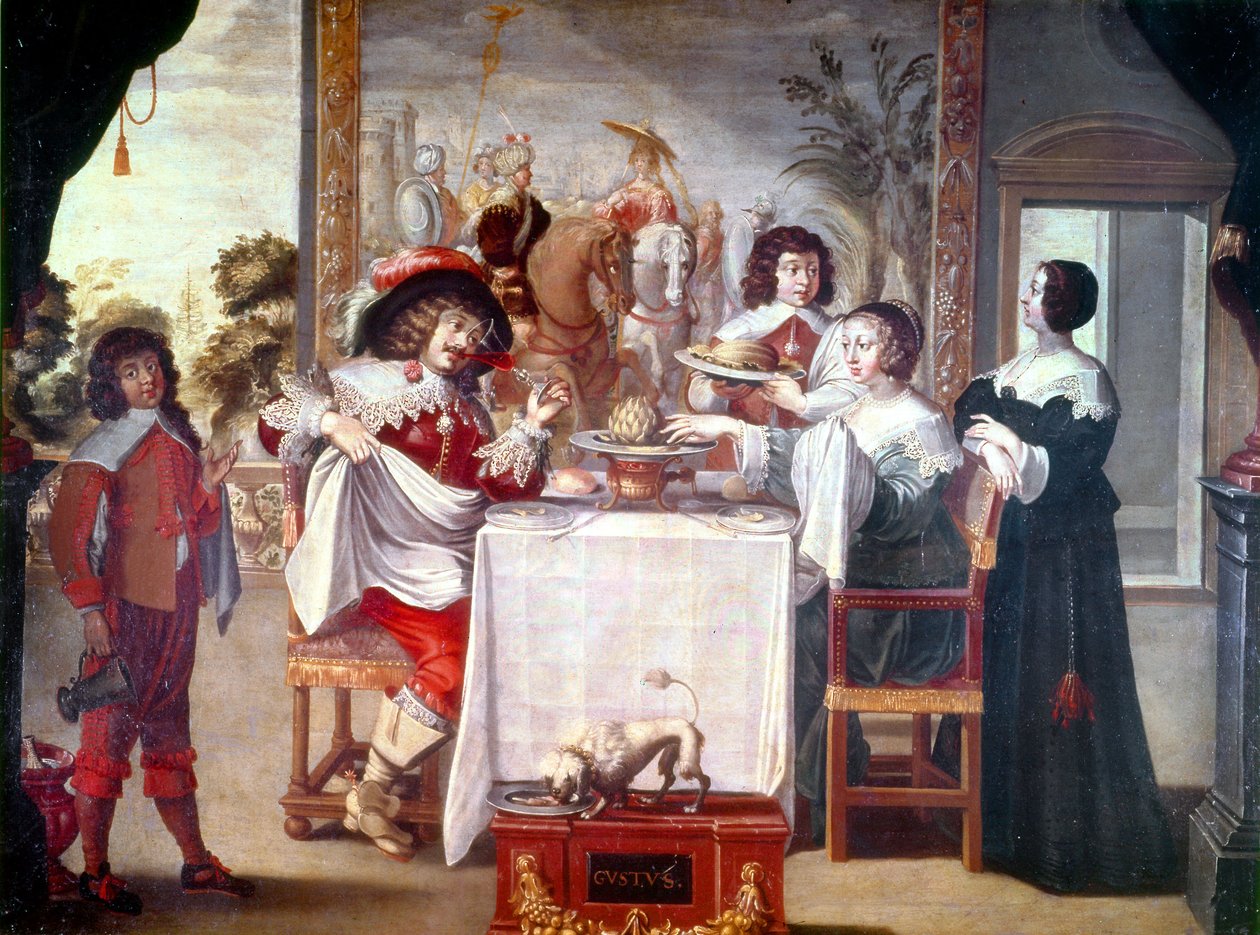 1610-1643 年路易十三统治时期的用餐时间（布面油画） 作者 亚伯拉罕（继）博塞