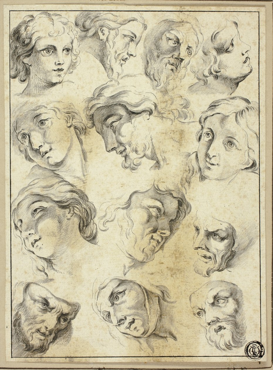 13 幅不同面孔的素描 作者 亚伯拉罕·布洛玛特（Abraham Bloemaert）