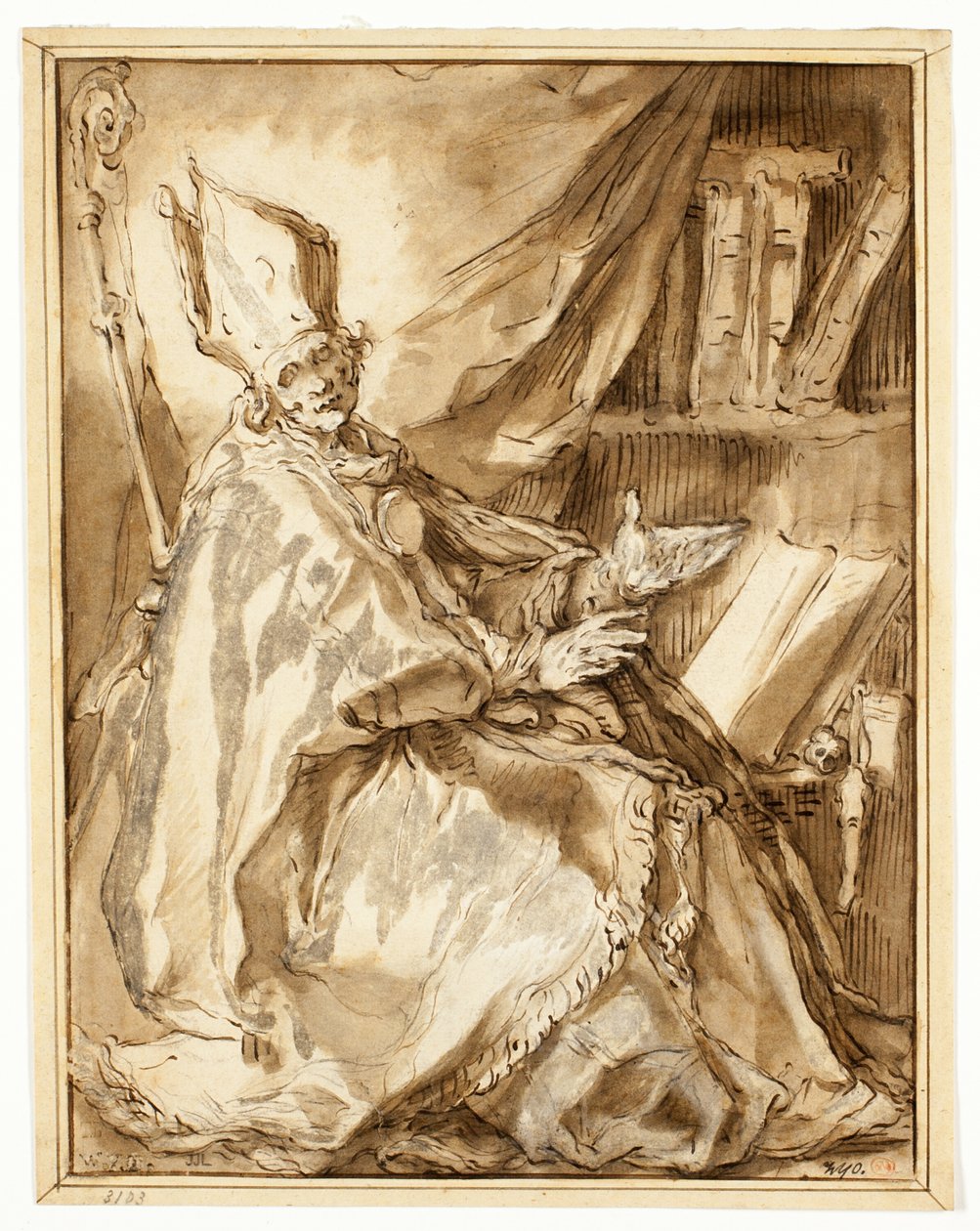 主教坐在书房里，从他的右侧看去 作者 亚伯拉罕·布洛玛特（Abraham Bloemaert）