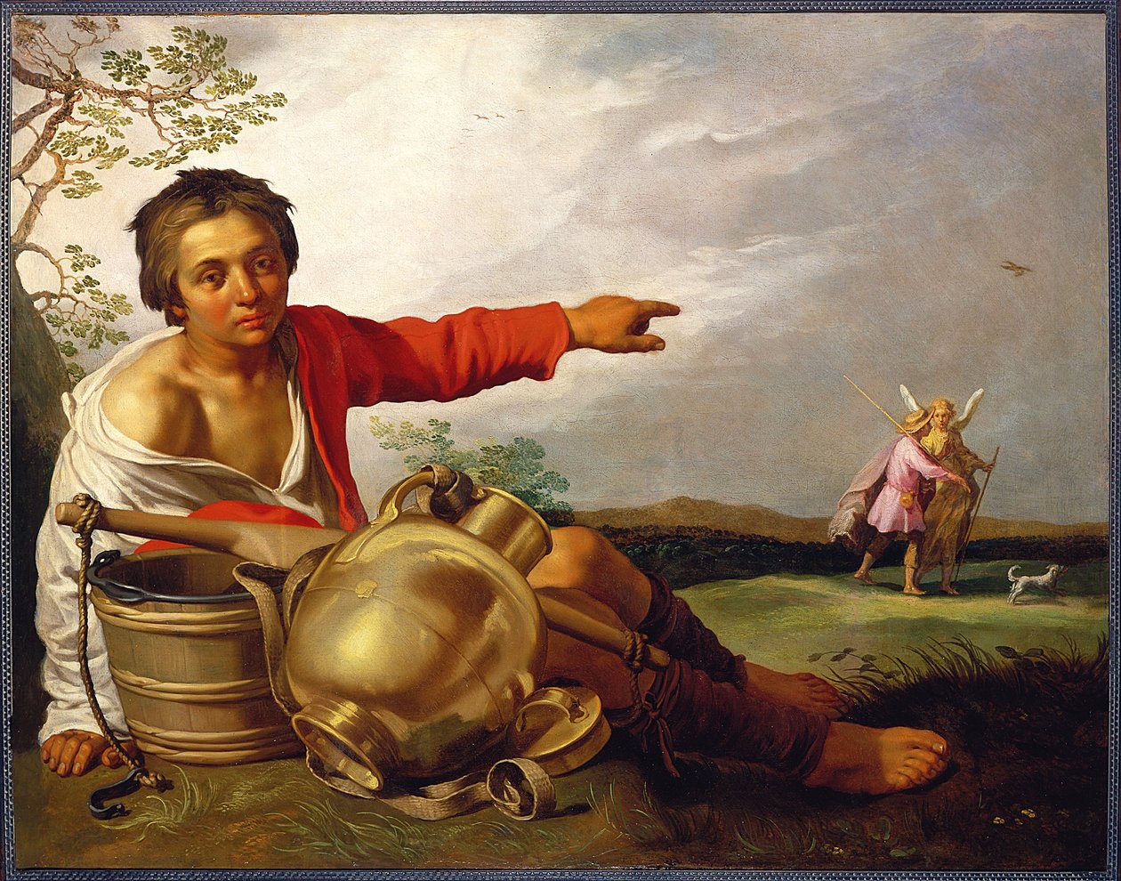 牧羊少年指着托比亚斯和天使 作者 亚伯拉罕·布洛玛特（Abraham Bloemaert）