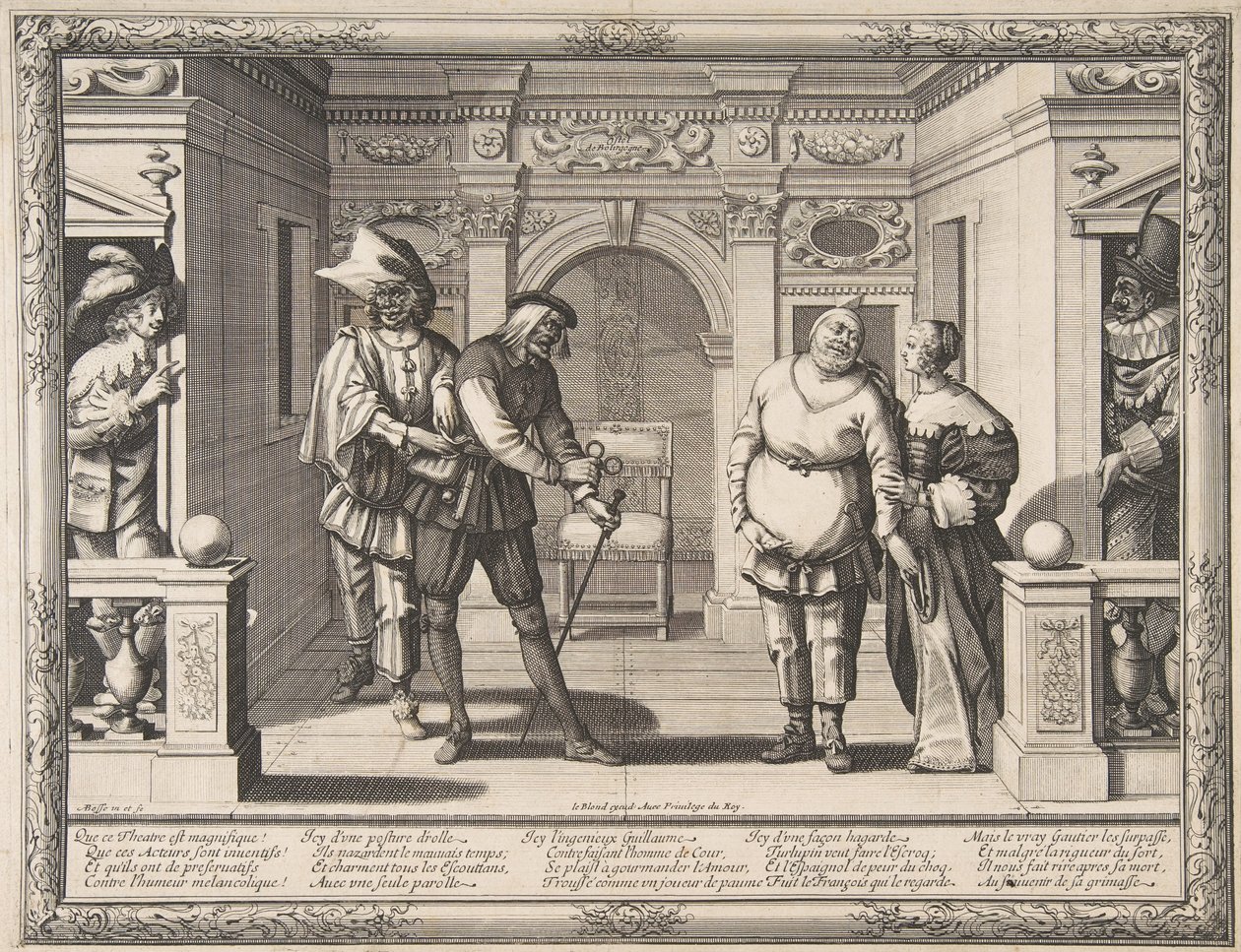 约克勃艮第酒店的演员1633-34。 作者 亚伯拉罕·博斯（Abraham Bosse）