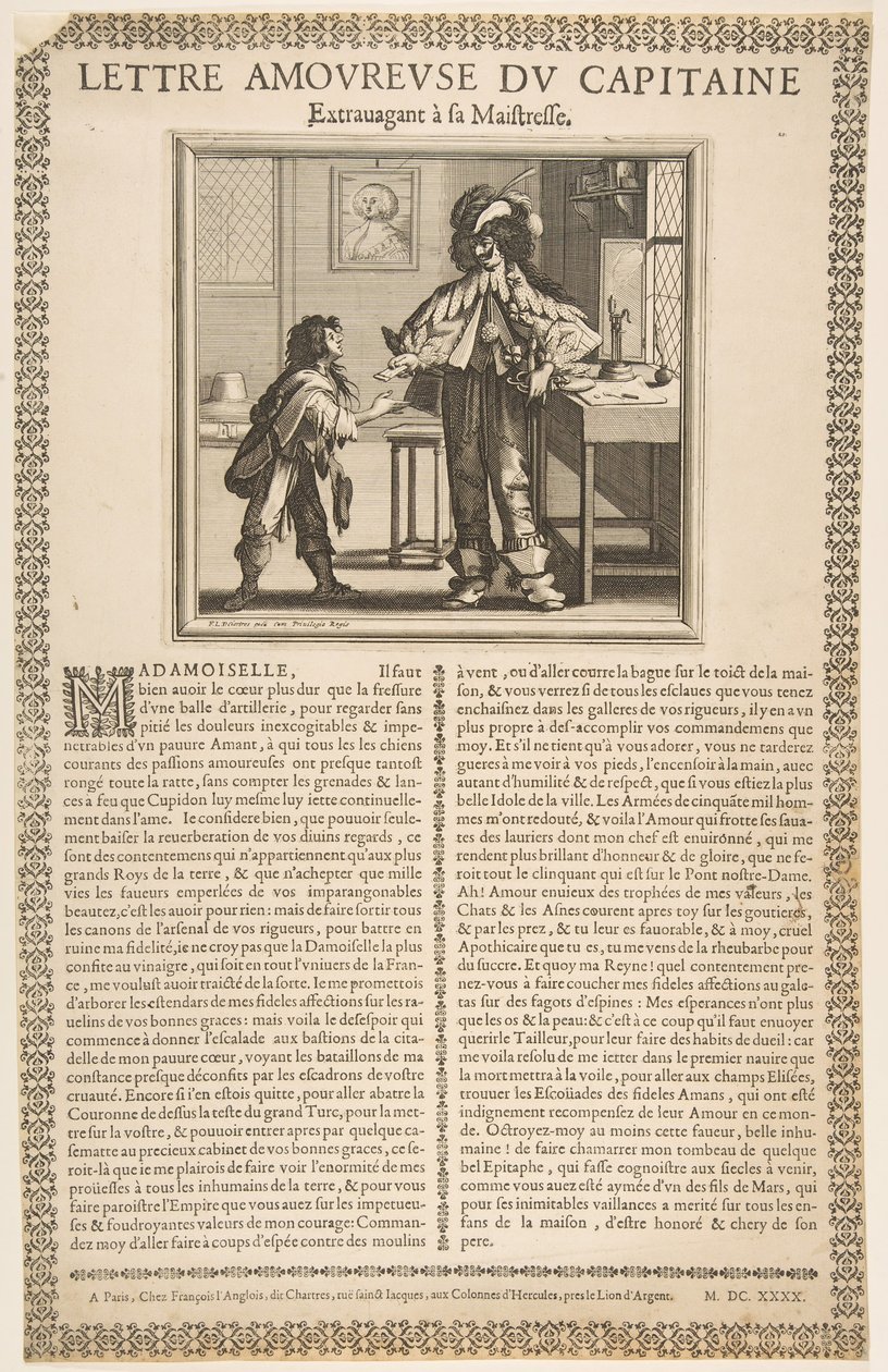 船长的情书，约1636年。 作者 亚伯拉罕·博斯（Abraham Bosse）
