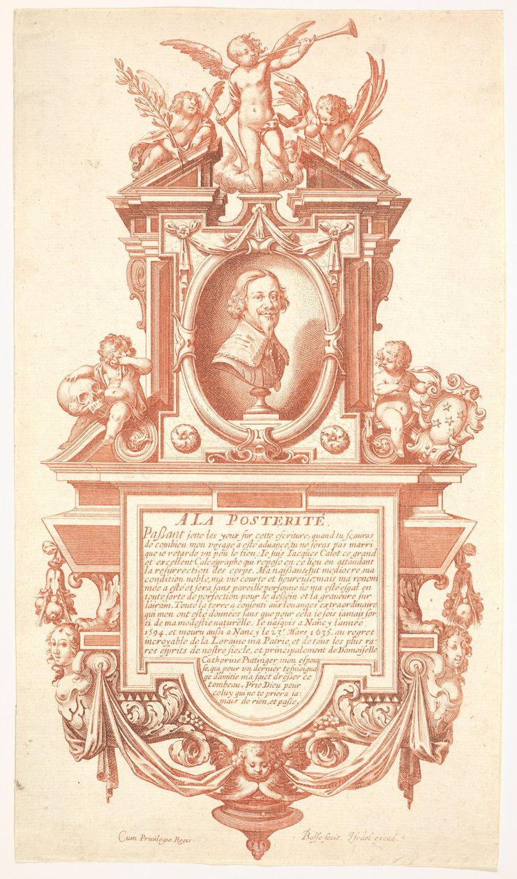 墓志铭和雅克·卡洛特肖像，1635-36。 作者 亚伯拉罕·博斯（Abraham Bosse）