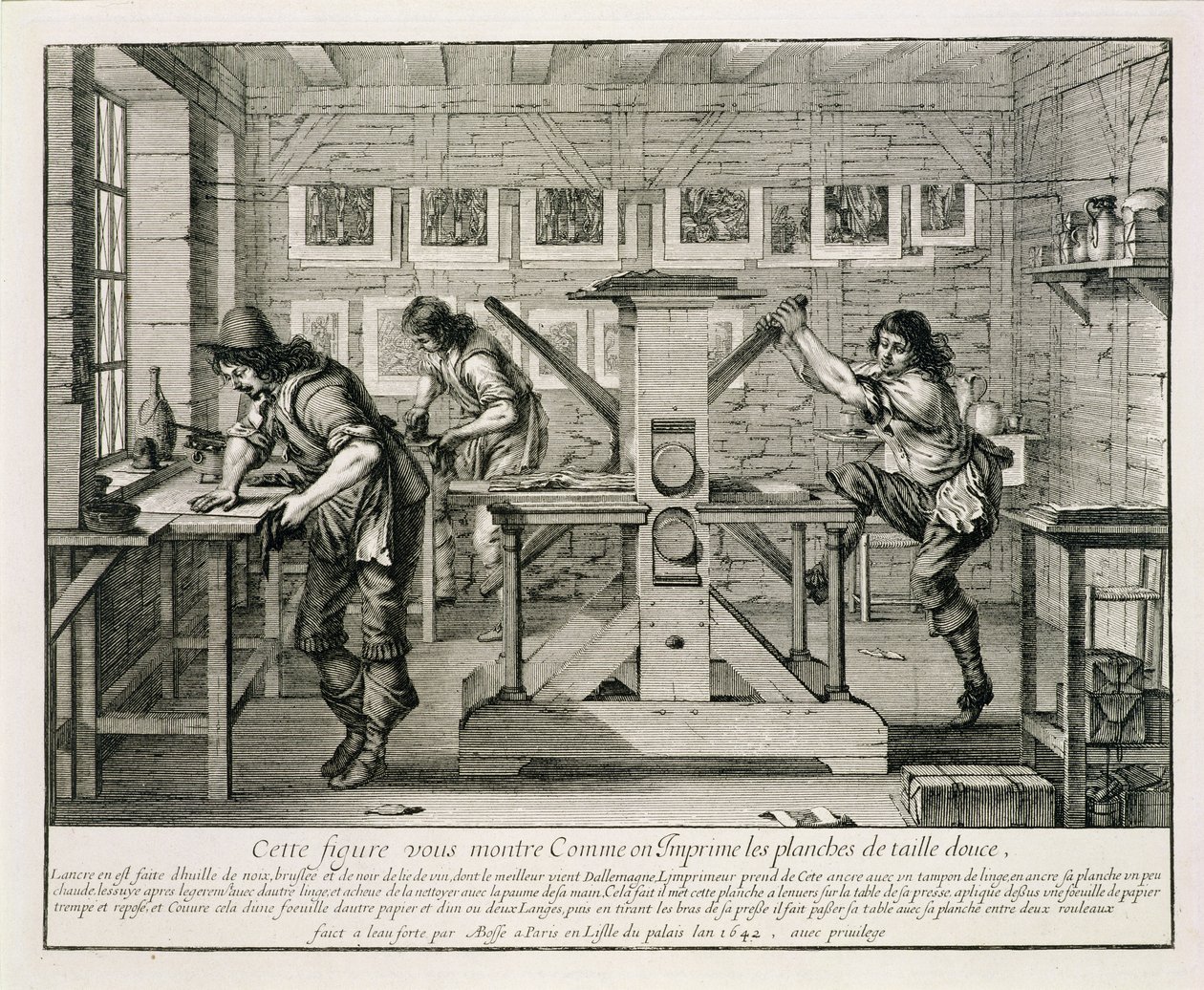 法国印刷机，1642年 作者 亚伯拉罕·博斯（Abraham Bosse）