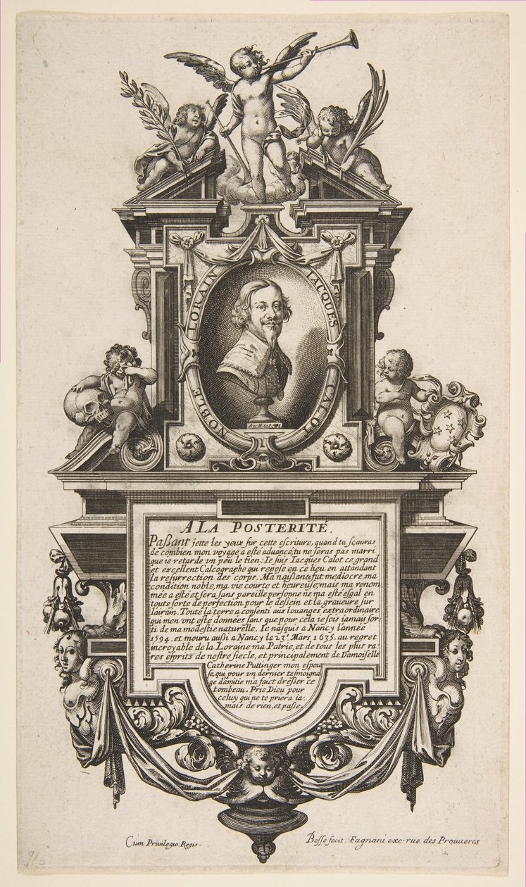 雅克·卡洛的画像，约。 1636。 作者 亚伯拉罕·博斯（Abraham Bosse）