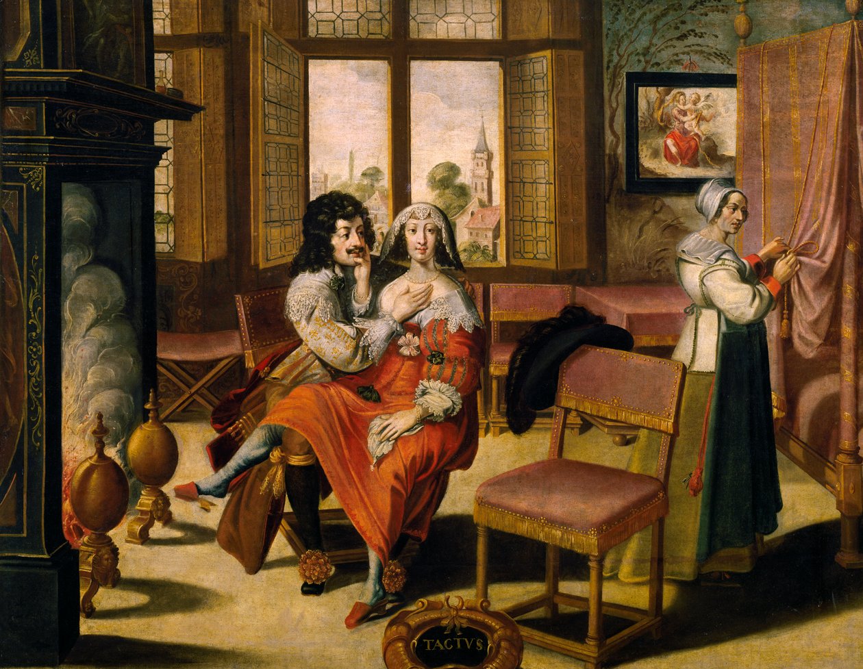 触觉，约 1635 年，Abraham Bosse（1604-1676 年）绘于法国未知艺术家的 5 幅系列作品中 作者 亚伯拉罕·博斯（Abraham Bosse）