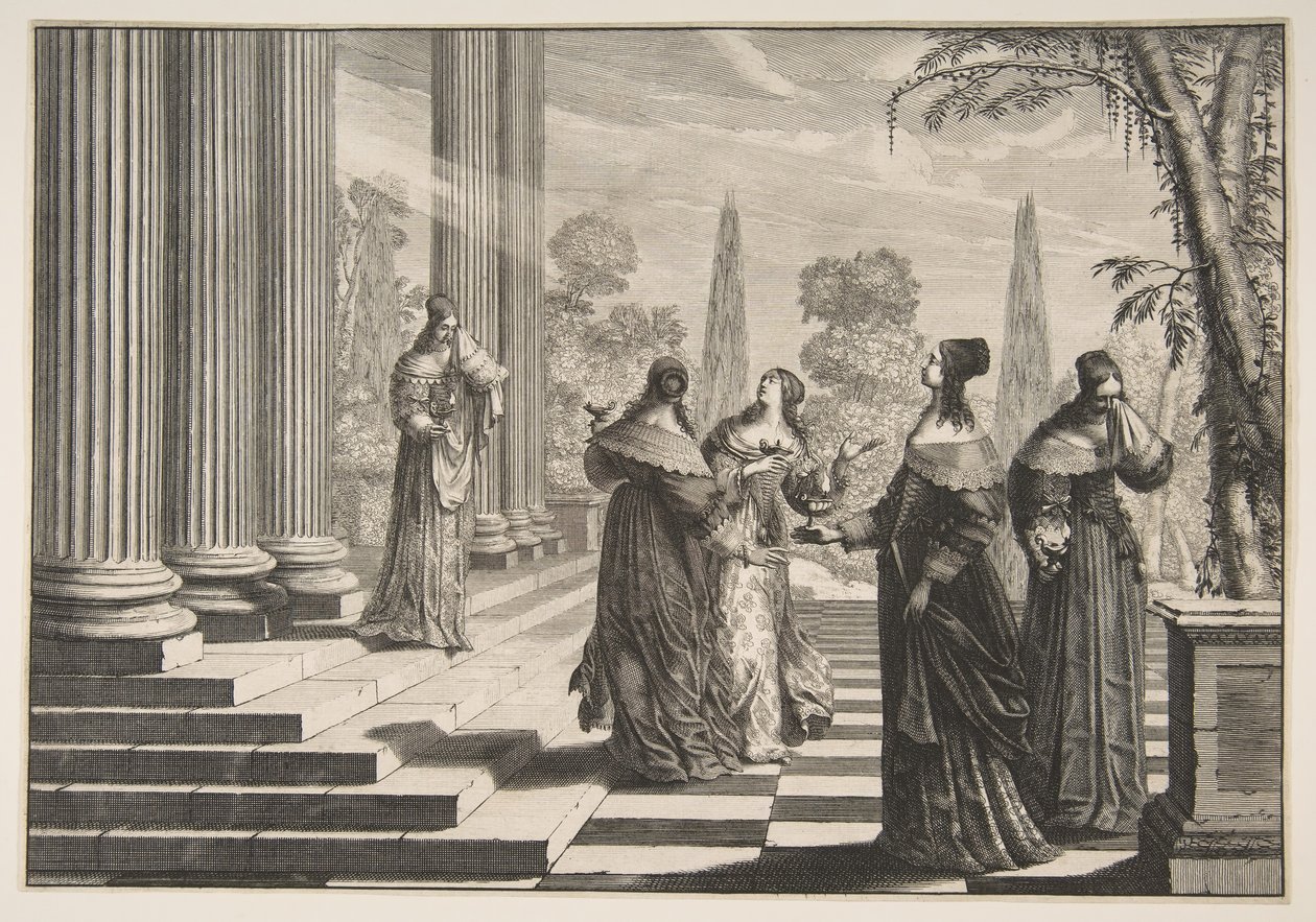 愚人节被拒绝，约。 1635。 作者 亚伯拉罕·博斯（Abraham Bosse）