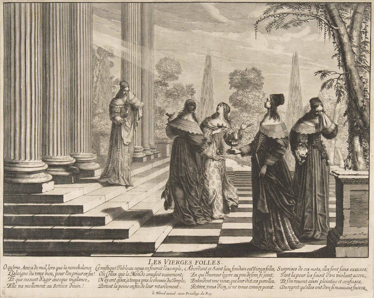 愚人节被拒绝，约。 1635。 作者 亚伯拉罕·博斯（Abraham Bosse）