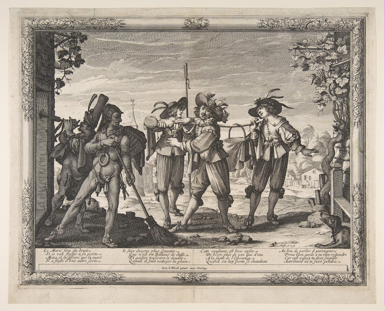 火锅运到新婚夫妇或球拍，大约。 1633。 作者 亚伯拉罕·博斯（Abraham Bosse）