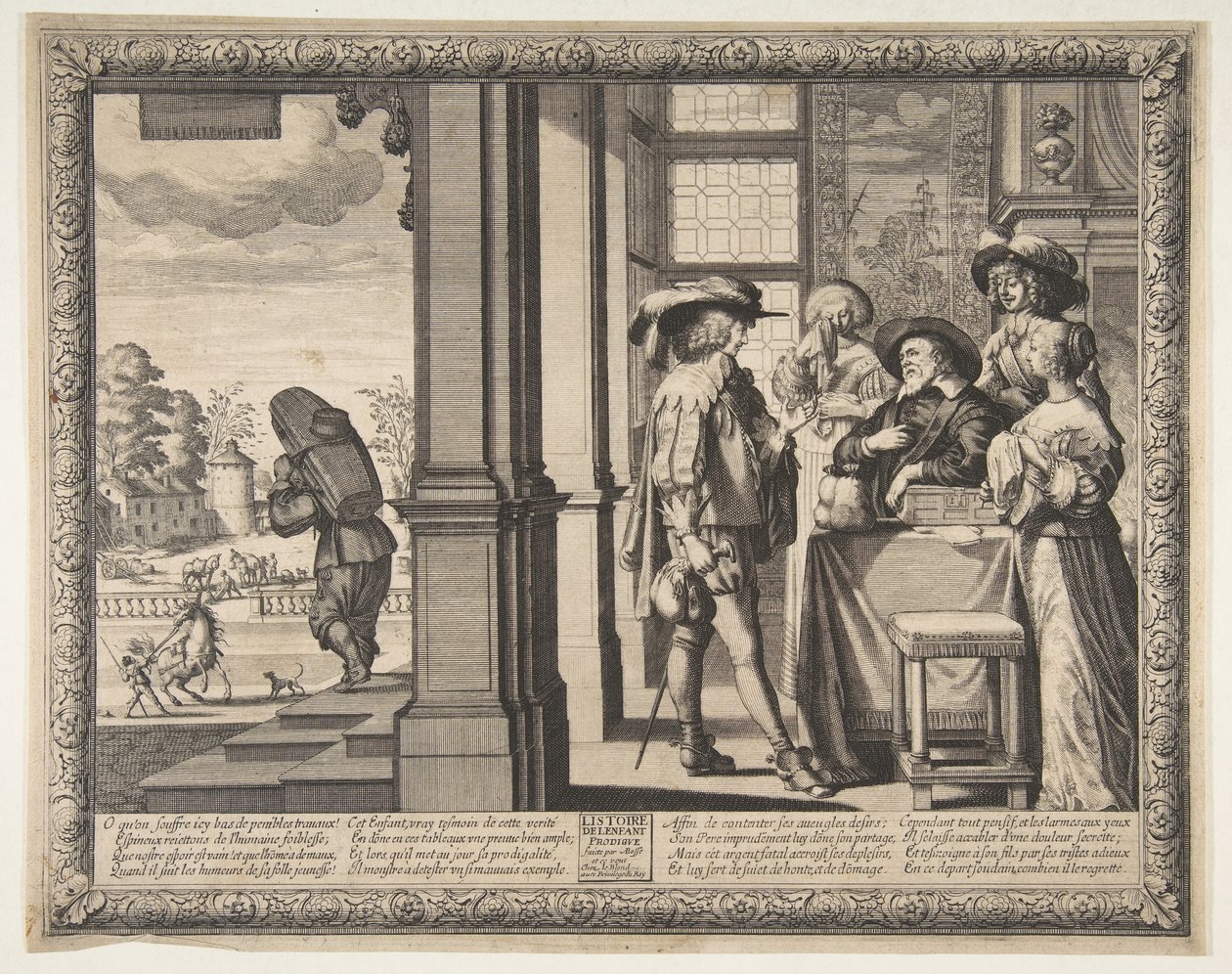 败家子离开家，约。 1636。 作者 亚伯拉罕·博斯（Abraham Bosse）