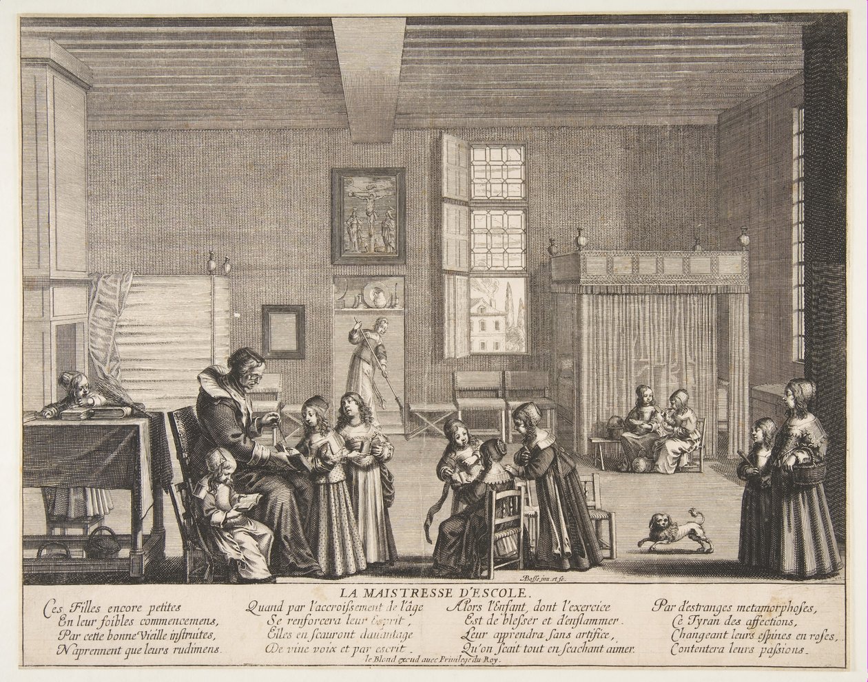 学校情妇，约。 1638。 作者 亚伯拉罕·博斯（Abraham Bosse）