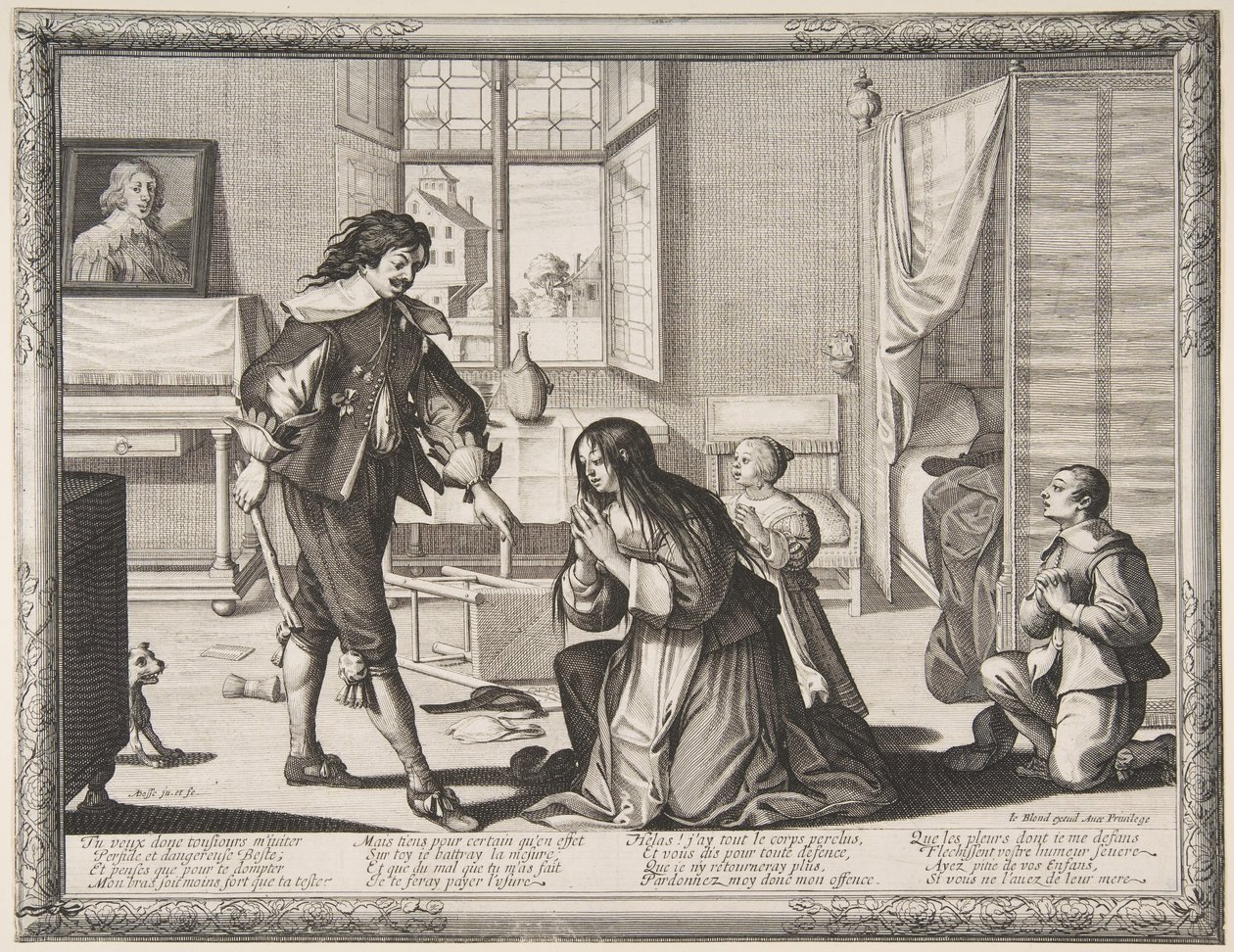妻子殴打者，约。 1633。 作者 亚伯拉罕·博斯（Abraham Bosse）